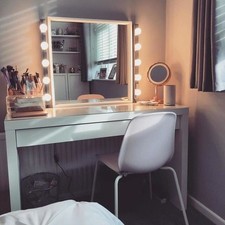 IKEA Malm Dressing Table, White, Mirror and Vanity Lights.