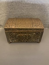 Antique 1930’s Vintage TEA CADDY /CHEST in Copper, Brass & Wood  