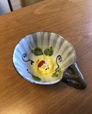 Anthropologie Floral Footed Pedestal mug twisted handle Teacup