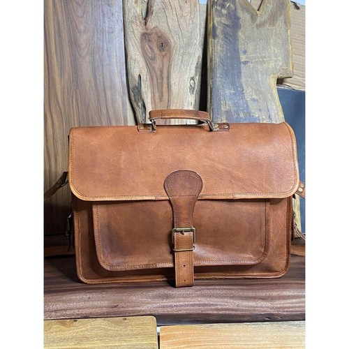 Leather vintage briefcase - leather,