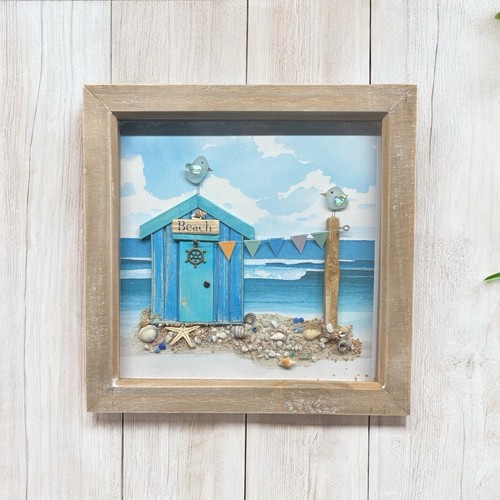 Sea glass beach hut - glass, hut”