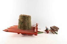 Vintage Folk Art Painted Wood Horse Drawn Hay Stack Mover