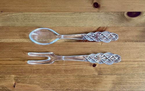 Vintage glass fork - glass, salad