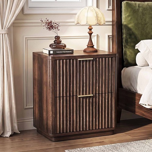 Bonnlo fluted bedside table - fluted,