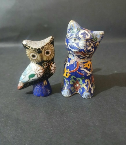 Vintage chinese cloisonne cat - chinese,