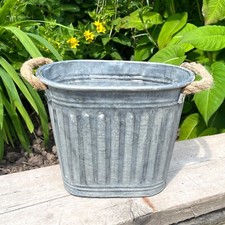 Plant Pot Outdoor Metal Planter Garden Trough Patio Decking Decor Flower Rustic