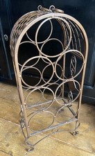 Vintage Metal Shabby Chic Antique Bronze Effect 7 Bottle Wine Rack Carry Handle