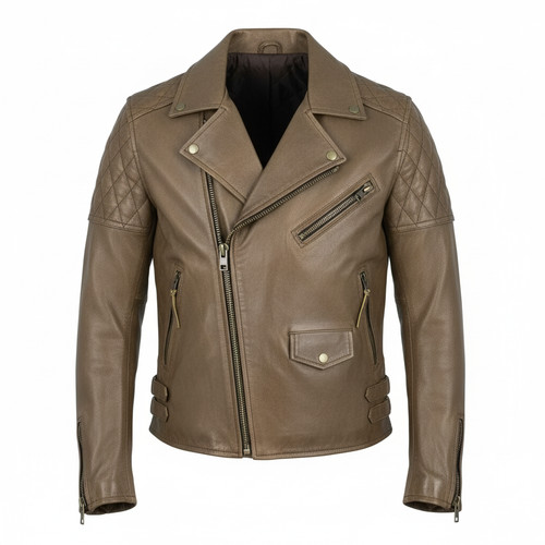 Mens brown leather - leather, biker