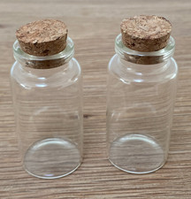 2 x Glass Vials With Cork, Storage Display Halloween Wedding Christmas Craft