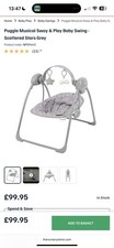 Puggle Musical Sway & Play Baby Swing - Scattered Stars Grey