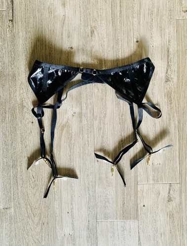 Hustler black pvc garter - black, belt