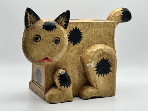 Vintage wooden cat - vintage,