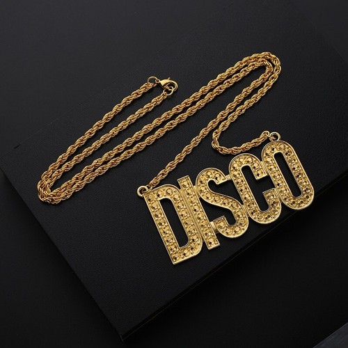 Gold disco chain necklace - disco,