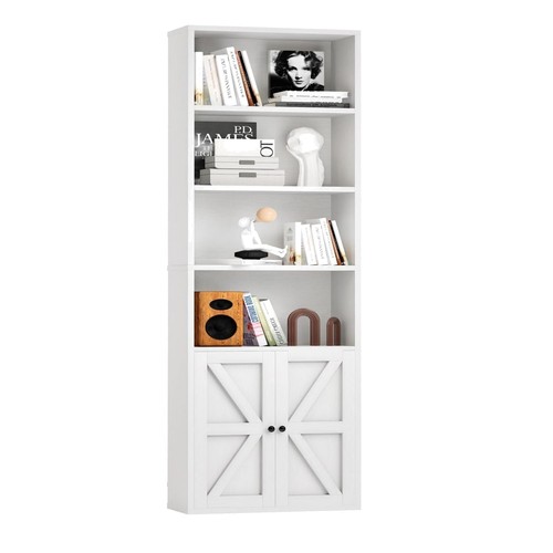 White tier bookcase with - bookcase,