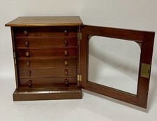 Antique Victorian Collectors Specimen Tabletop Cabinet Chest Glazed Drawers