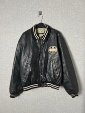 Vintage Paris Dakar Rally Leather Bomber Jacket Men’s Racing Black Size XL