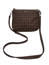 DKNY Ladies Over Shoulder Bag Logo Design Brown Fashion Accessories Preloved 