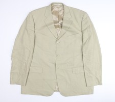 Cezan Men’s Beige Linen Blazer Jacket 46 Chest Notch Lapel