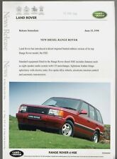 Range Rover D HSE Limited Edition 1998 UK Market Launch Press Release