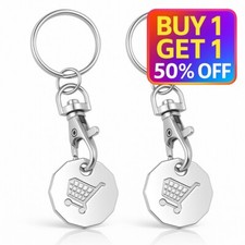 2 Trolley Coin Keyring Removable Supermarket £1 Pound Shopping Cart Token Holder