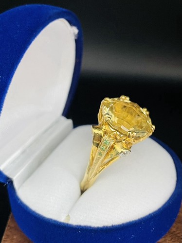 Citrine green garnet ring - citrine,