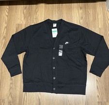 Nike Club Fairway Knit Cardigan Sweater Black White FZ9113-010 Men’s Size 2XL