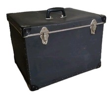 Vintage Chest Trunk Storage Box Size L Black Custom 1960's Uk Riveted Padded