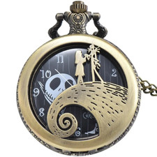 New! The Nightmare Before Christmas antique gold pocket watch chain Tim Burton