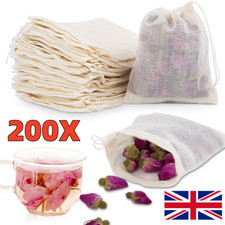 SELF FILL TEABAGS, Biodegradable White Paper COMPOSTABLE Plastic Free Drawstring