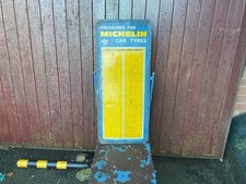 Vintage Michelin Tin Tyre Pressure Sign 1972 In Used Condition