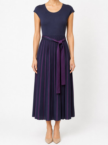 Ferragamo navy purple pleated - ferragamo,