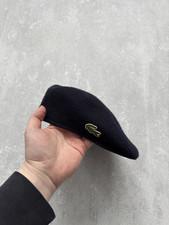 Vintage Lacoste Flat Hats Wool Dark Blue Logo Casual Style
