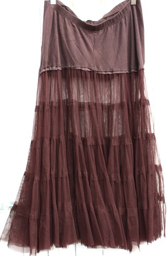 Brown sheer layered tulle midi - brown,