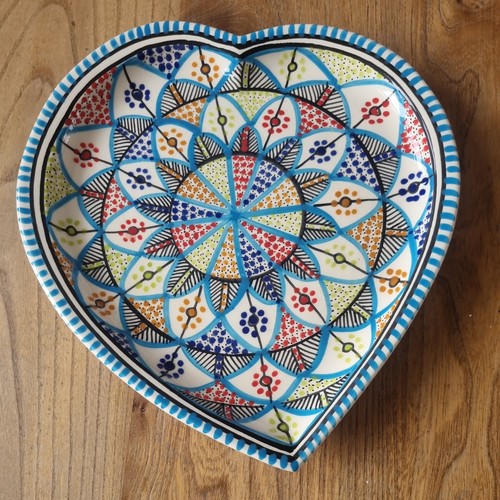 Handmade tunisian heart plate - handmade,
