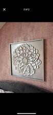 Metallic Silver Flower 3d Embossed Flower Wall Art Picture Canvas Painting