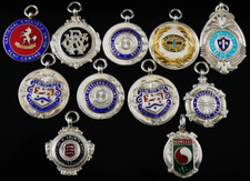 Sterling Silver Enamel CYCLING Pocket Watch Fob Medals, to the same cyclist x11