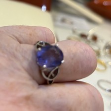 Gemporia colour changing fluorite, silver ring UK size N