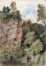 TWO FIGURES IN ROCKY LANDSCAPE