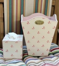 Colefax And Fowler Pink Wastepaper Basket And Tissuebox