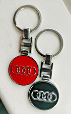 2pcs Black and Red Audi Double sided Durable Key Ring Keychain