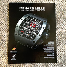 RICHARD MILLE CALIBER RM 011 FELIPE MASSA - FRAMEABLE ART ORIGINAL WATCH ADVERT