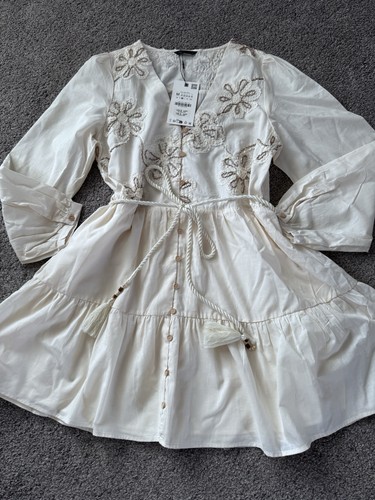 Zara cream beige - beige, embroidered