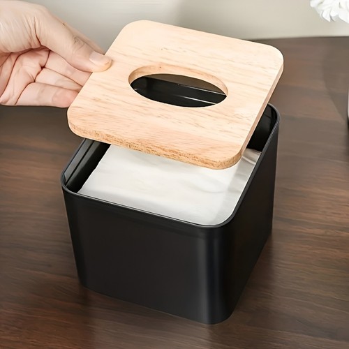 Wooden lid tissue box elegant - tissue,