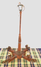 Very Unusual Large Mid Century Wood & Chrome 4 Branch Chandelier