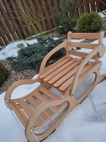 Wooden snow sledge - snow,