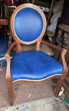 antique blue chair round back reproduction - reupholstered - delivery available!