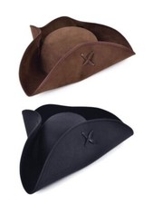 Brown Pirate Tricorn Hat Suede