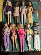 Vintage Mattel Group Of 7 80s/90s Barbie And Ken All Clothed, Good Condition
