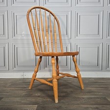 Retro Vintage Solid Wooden Hoop Back Windsor Dining Chair Seat Beech - Blonde