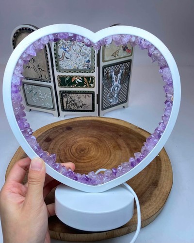 Amethyst heart lamp - white, new
